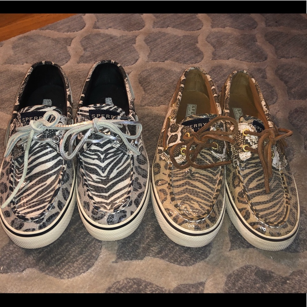 Sequin Animal Print Sperry Boat Shoes